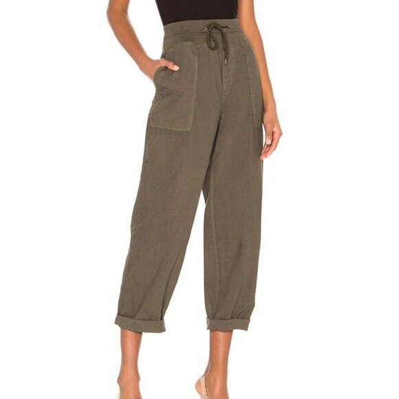 James Perse Mixed Media Pants WPR1835 Taupe Brown Drawstring Joggers Women's 2 - Picture 1 of 11